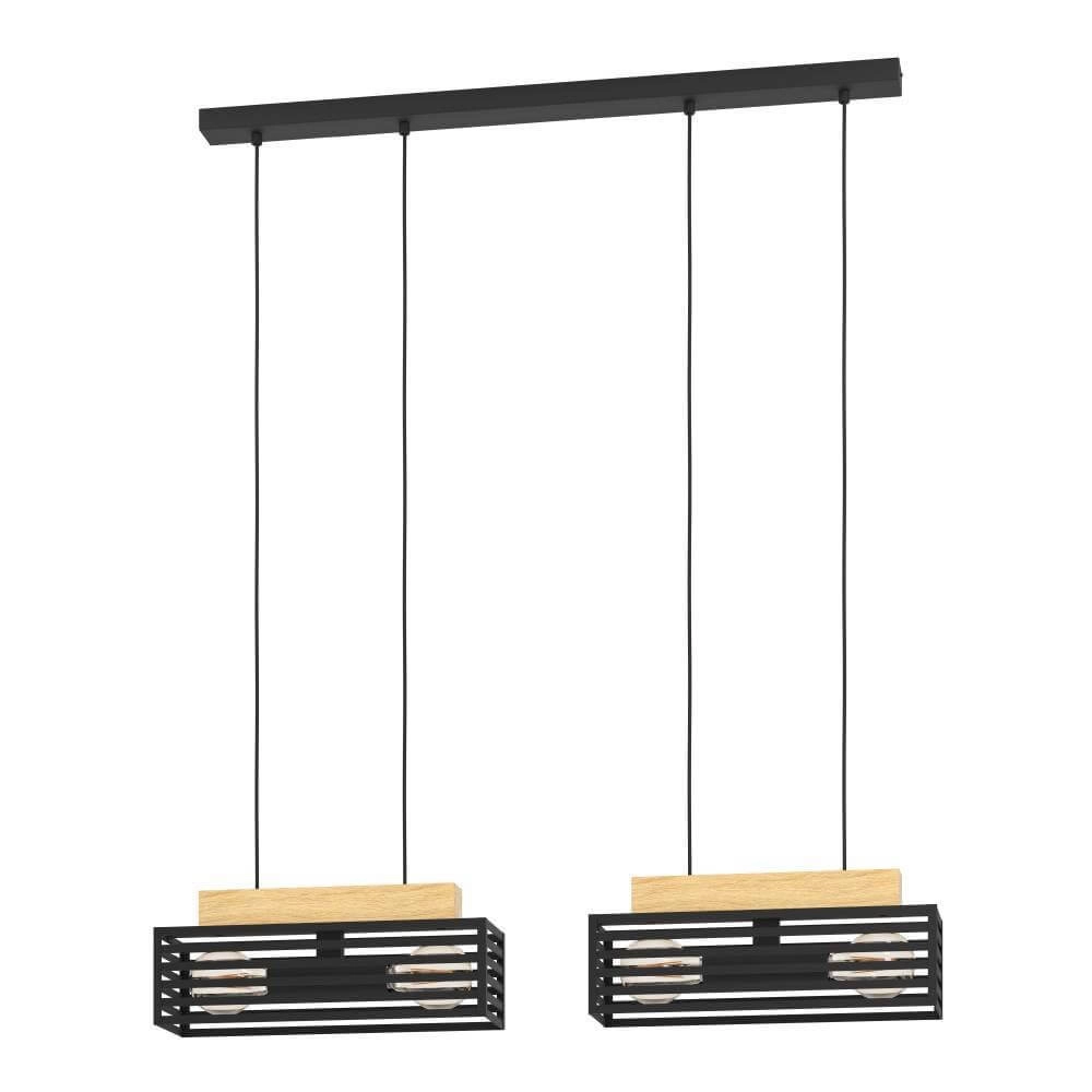 Hängelampe Cidraz quadratisch mit Holz
