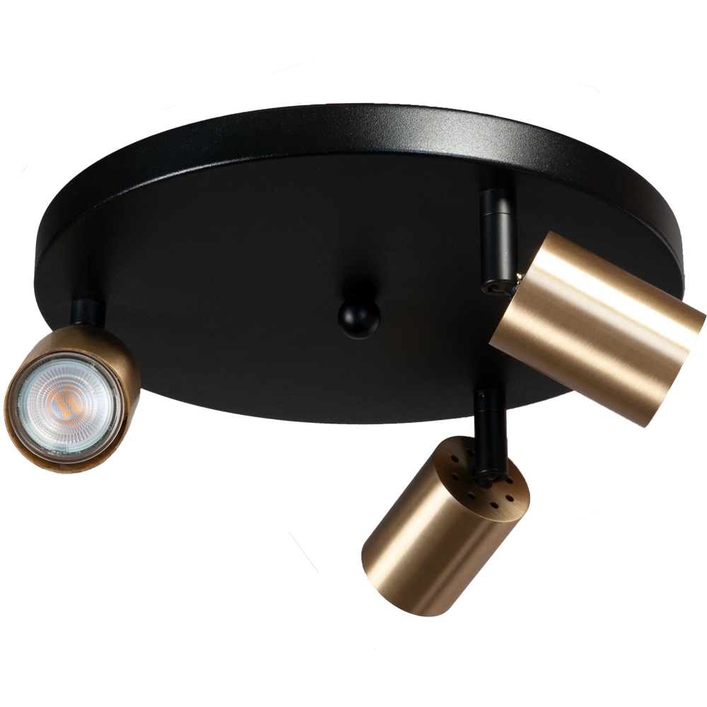 Schwarze Deckenlampe Bounce mit 3 Goldflecken