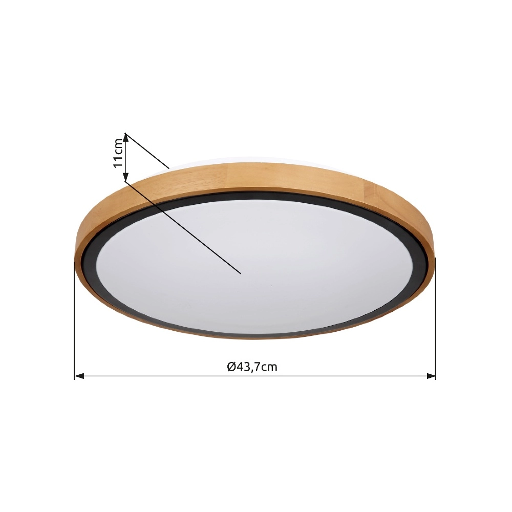 Deckenlampe Bruno Ø 43.7 schwarz mit Holz Globo 9007371436484
