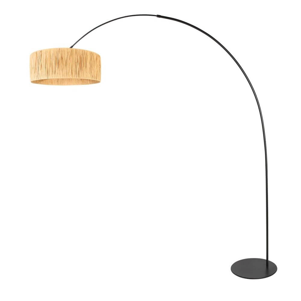 Stehlampe Curve schwarz mit Strohschirm Ø 50cm Steinhauer 8712746179439