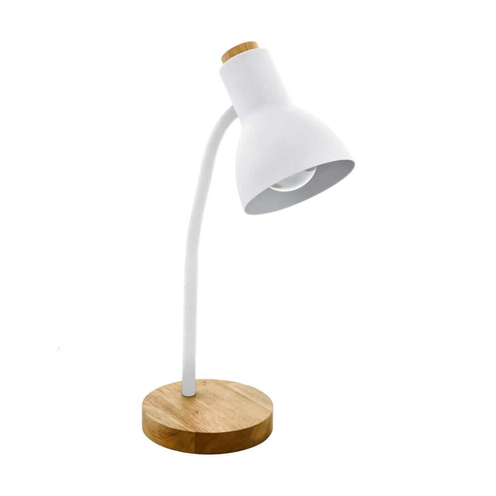 Ländliche Schreibtischlampe Veradal weiß mit Holz Eglo 9002759988326