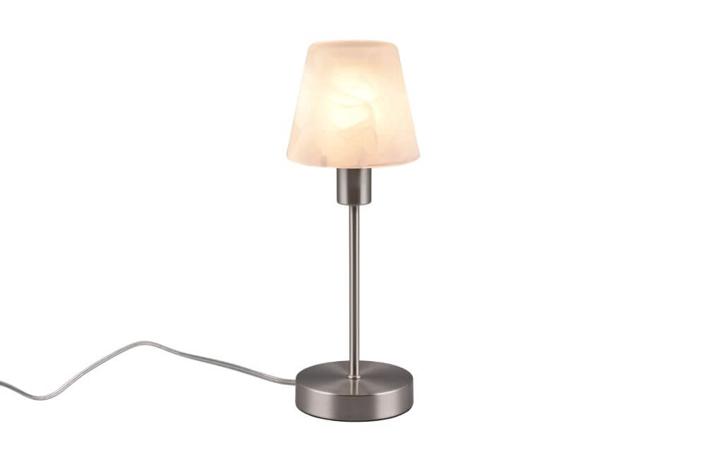Tischlampe Luis Ii Nickel mit weißem Glas