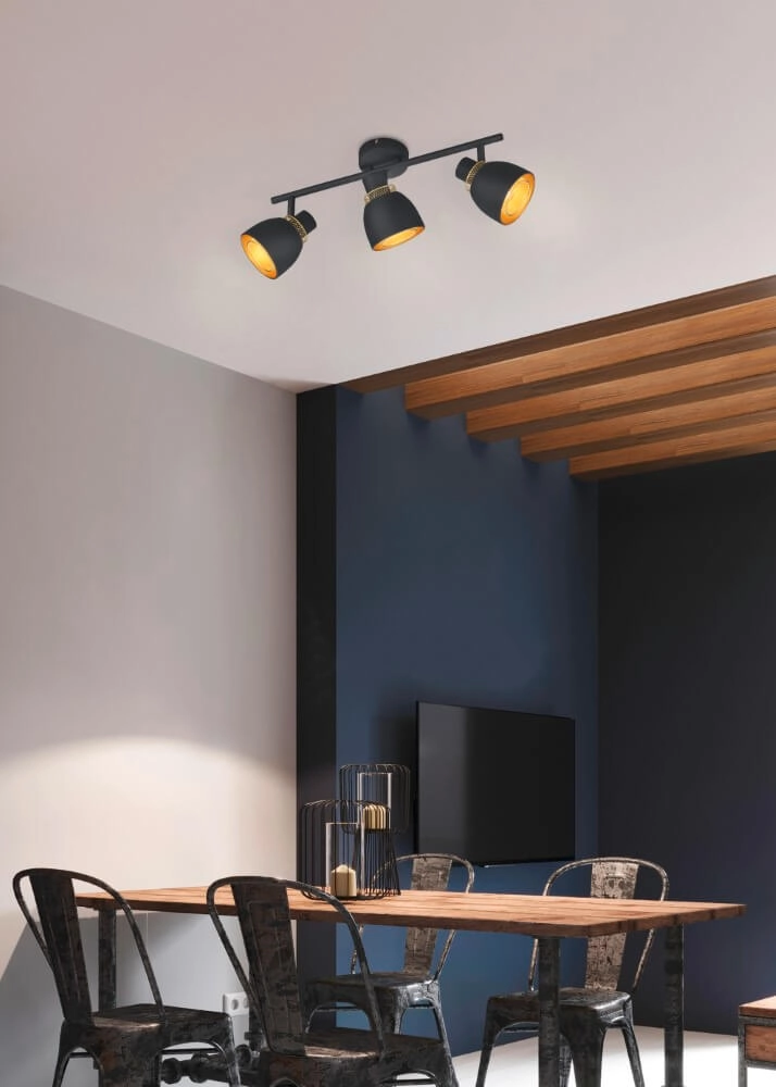 Schwarze Deckenlampe Punch 3-flammig Trio 4017807567410