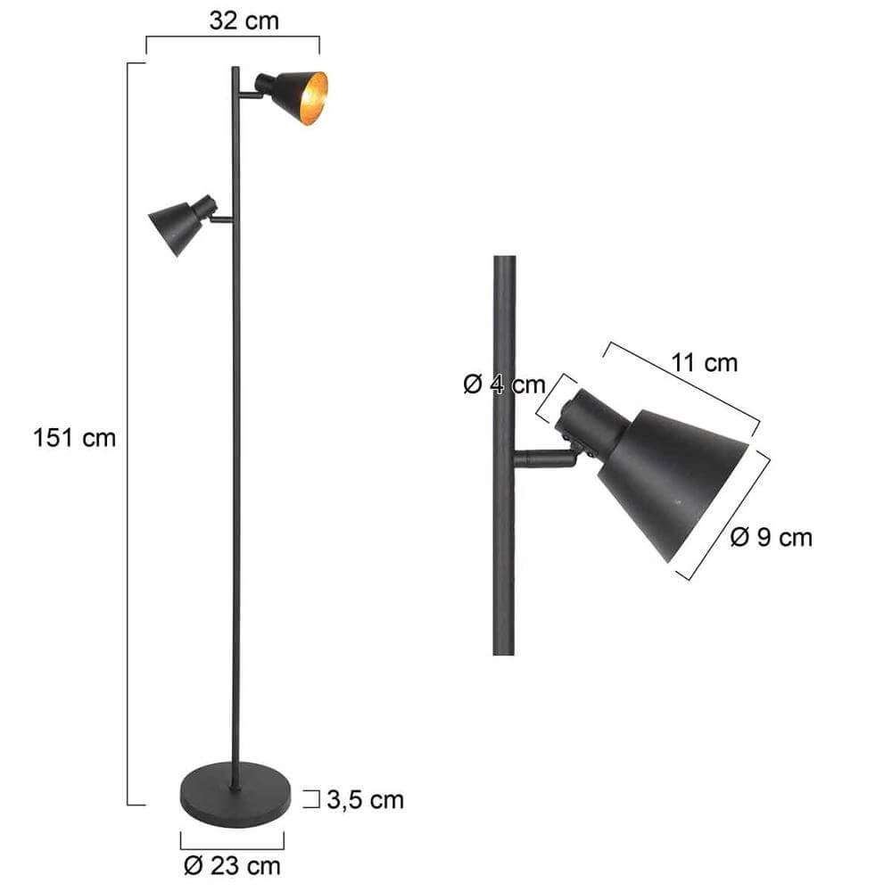 Stehlampe Oeroe schwarz mit gold Steinhauer 8712746176360