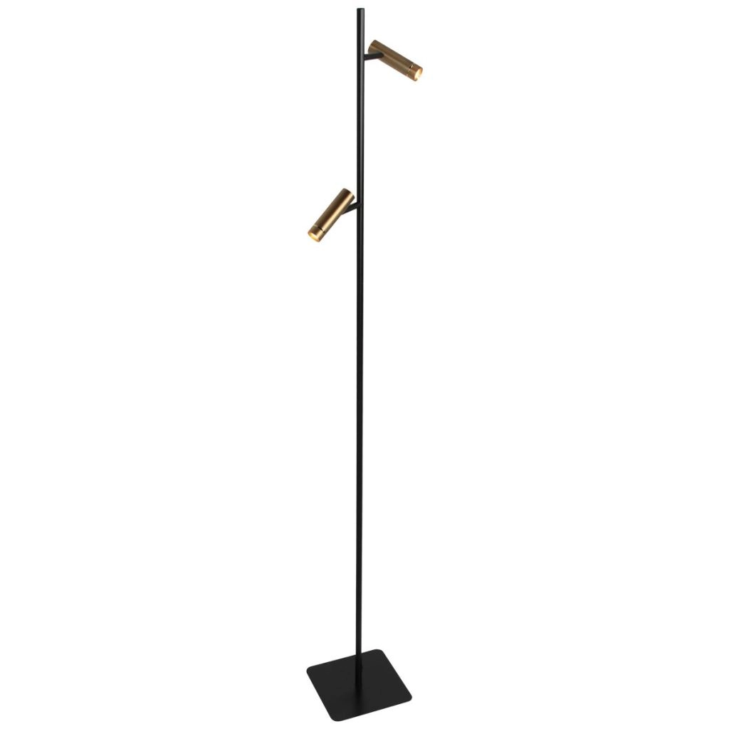 Stehlampe 2-Leuchten Lumo Schwarz mit Gold