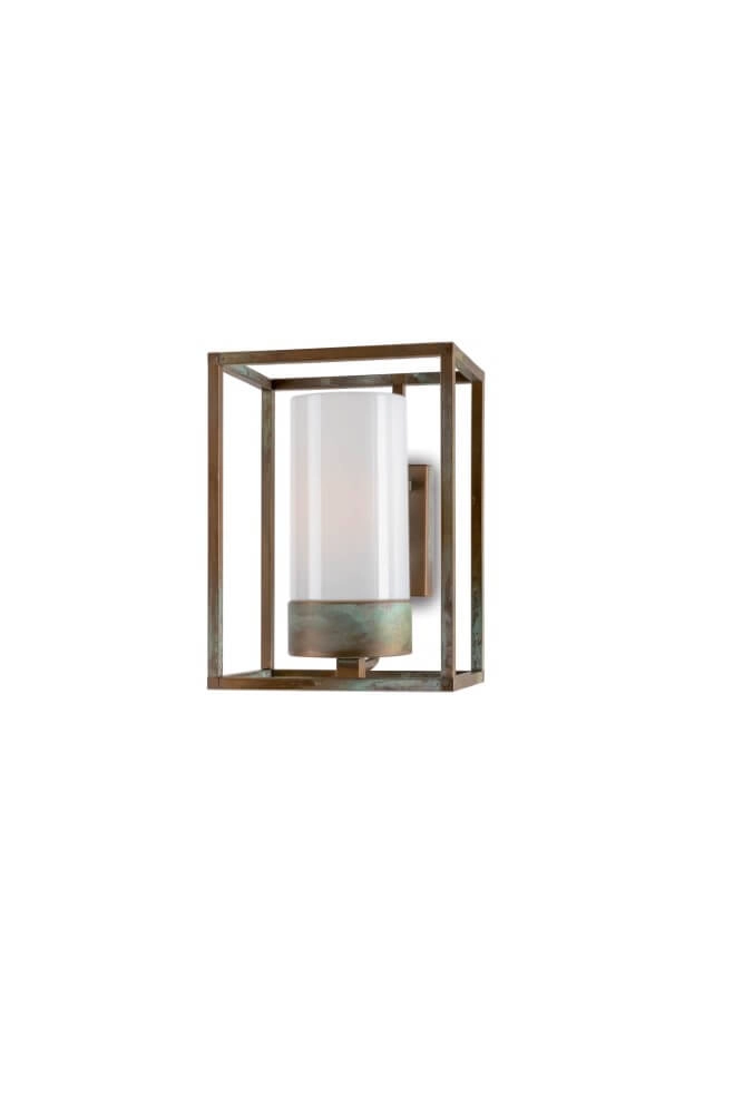 Landhaus-Wandleuchte Cubic3 weißes glas