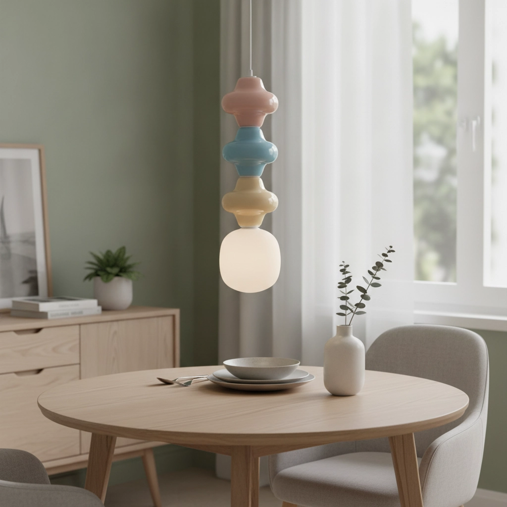 Pendelleuchte Clio L farbige Keramik mit weißem Glas