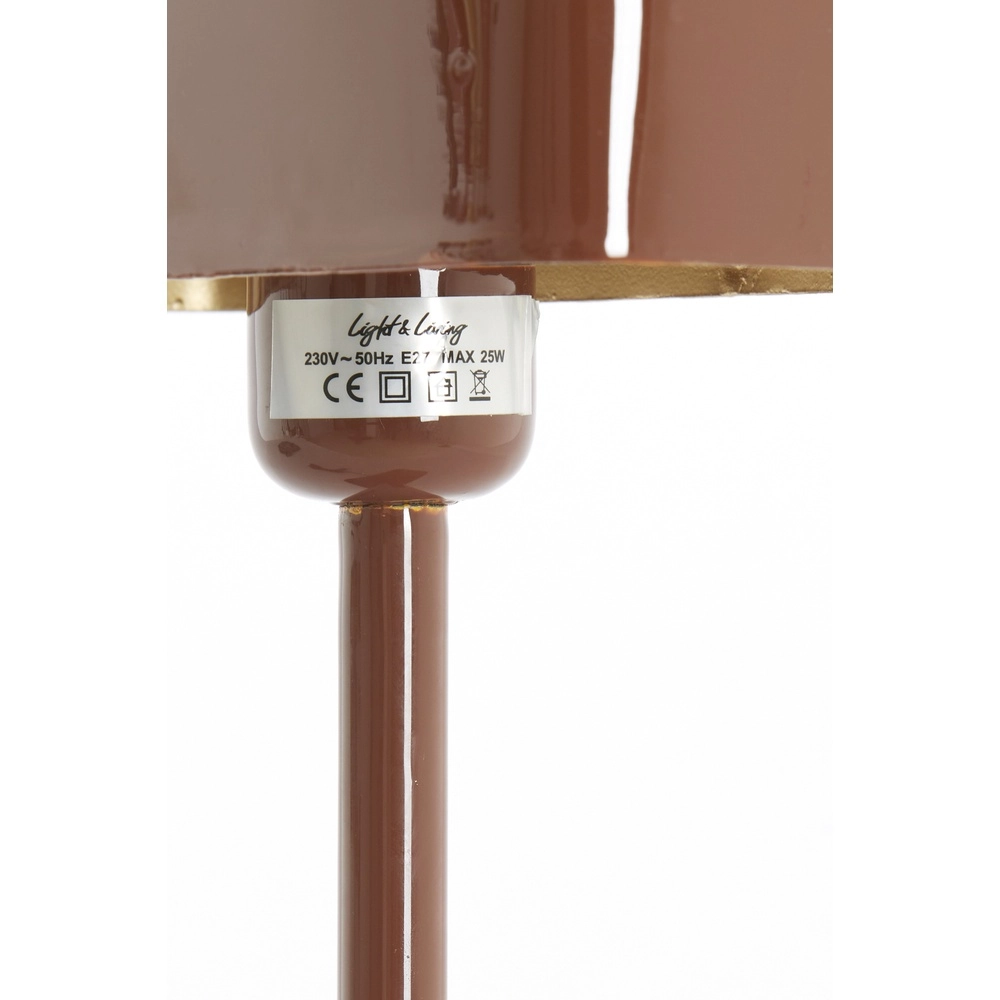Nachttischlampe Elenie 25x13 cm – glänzend rot-braun Light & Living 8717807818852