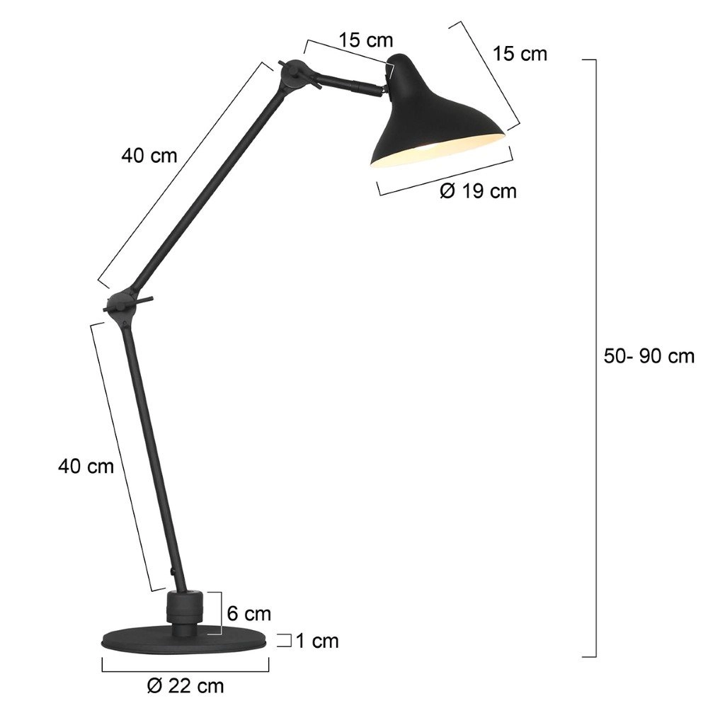 Schwarze Leselampe Kasket 50cm Steinhauer 8712746132786