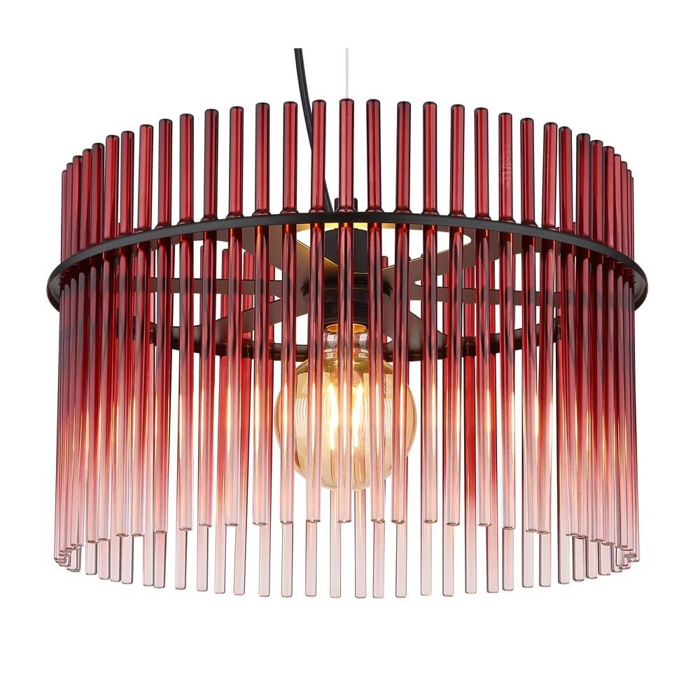 Schwarze Pendelleuchte Gorley mit rotem Glas Ø 40cm Globo 9007371462964