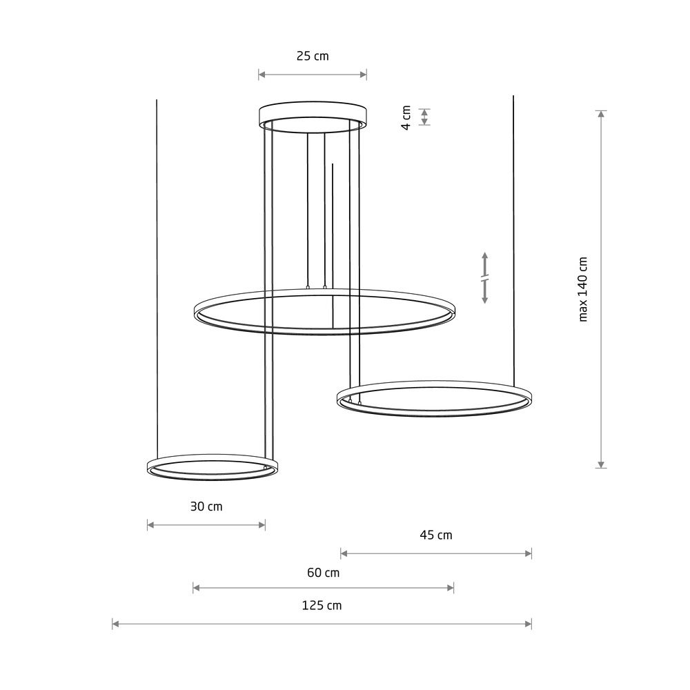 Design-Pendellampe Circolo Led 3 schwarze Ringe Lyora 5903139116480