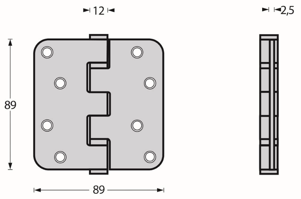 Kugelgelagertes Scharnier Rotura abgerundet auf 70kg schwarz Intersteel 8714186434093