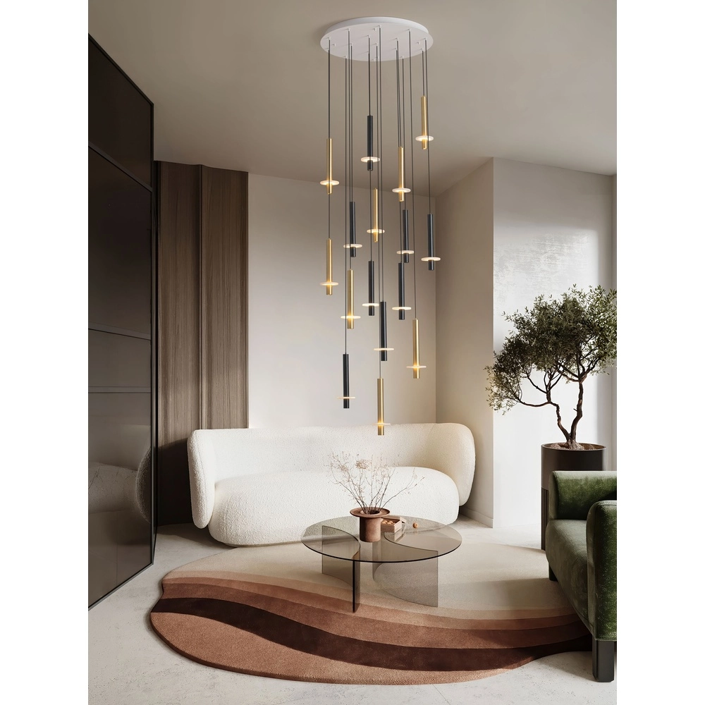 Design-Pendellampe Noemi schwarz mit weiß und gold Ø 72 cm