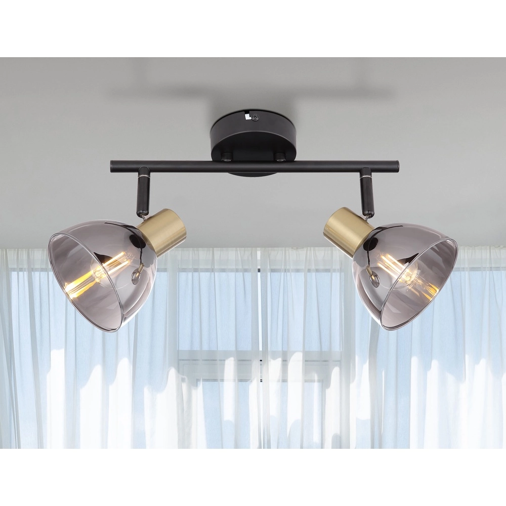Design-Deckenlampe Jay 2-Licht schwarz mit Rauch Globo 9007371396399