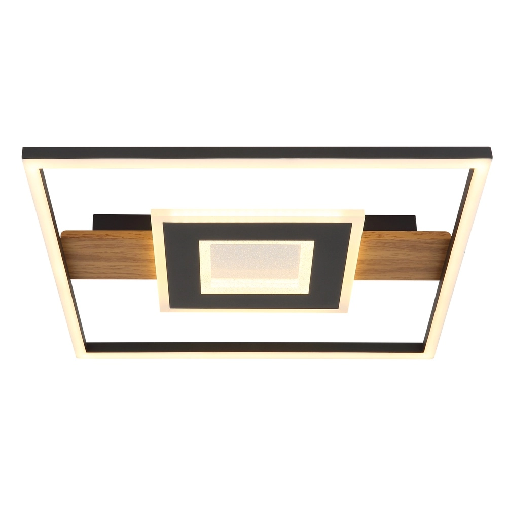 Elegante Deckenlampe Pikara Schwarz mit Holz Globo 9007371465712