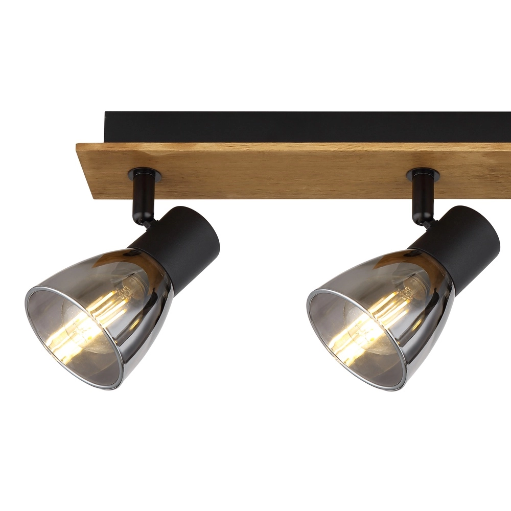 Deckenlampe Claude 3-Licht Schwarz mit Holz Globo 9007371431212