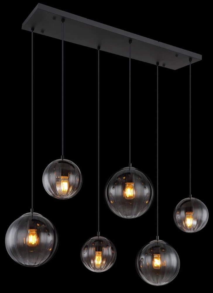 Hängelampe mit 6 Leuchten Dallerta Rauchglas Globo 9007371455560