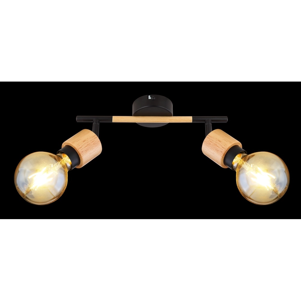Deckenlampe Jorna 2-helliges Schwarz mit Holz Globo 9007371402281