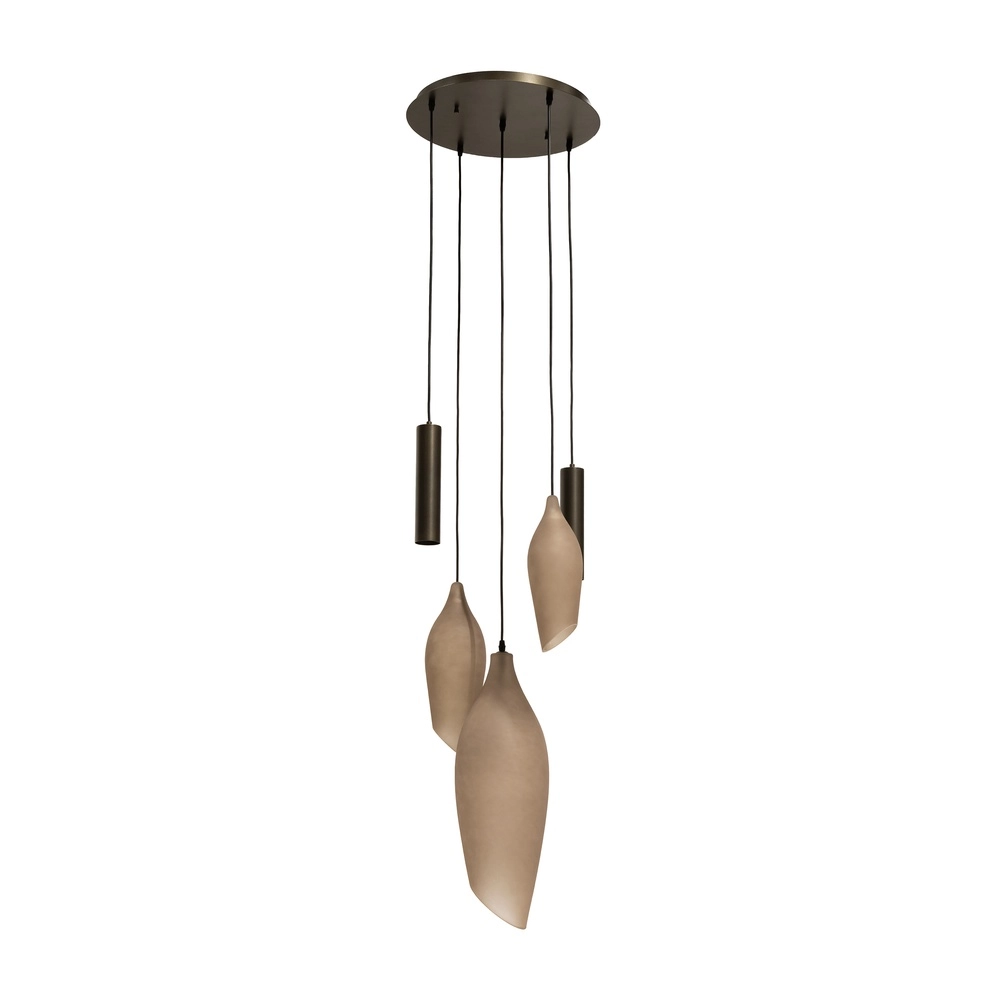 Moderne Pendellampe Cocoon Sienabraun mit mattiertem Glas Lyora 8716803515109