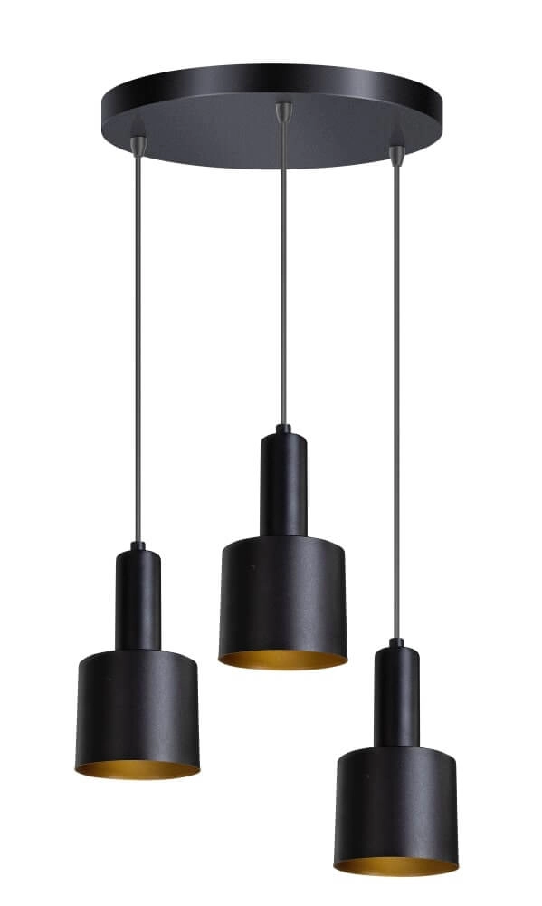 Schwarze Hängelampe Sledge 3 Lichtschwarz mit gold
