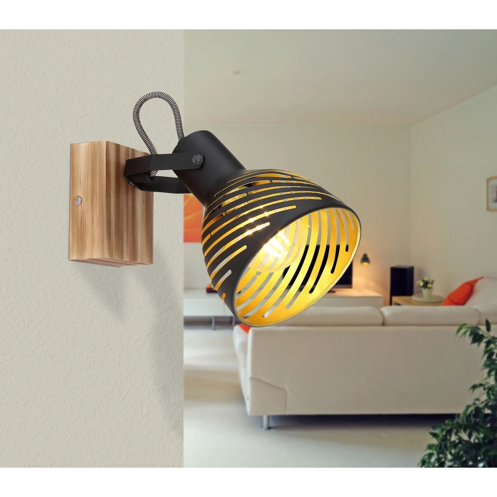 Wandlampe Lenna Holz mit Schwarz Globo 9007371419685