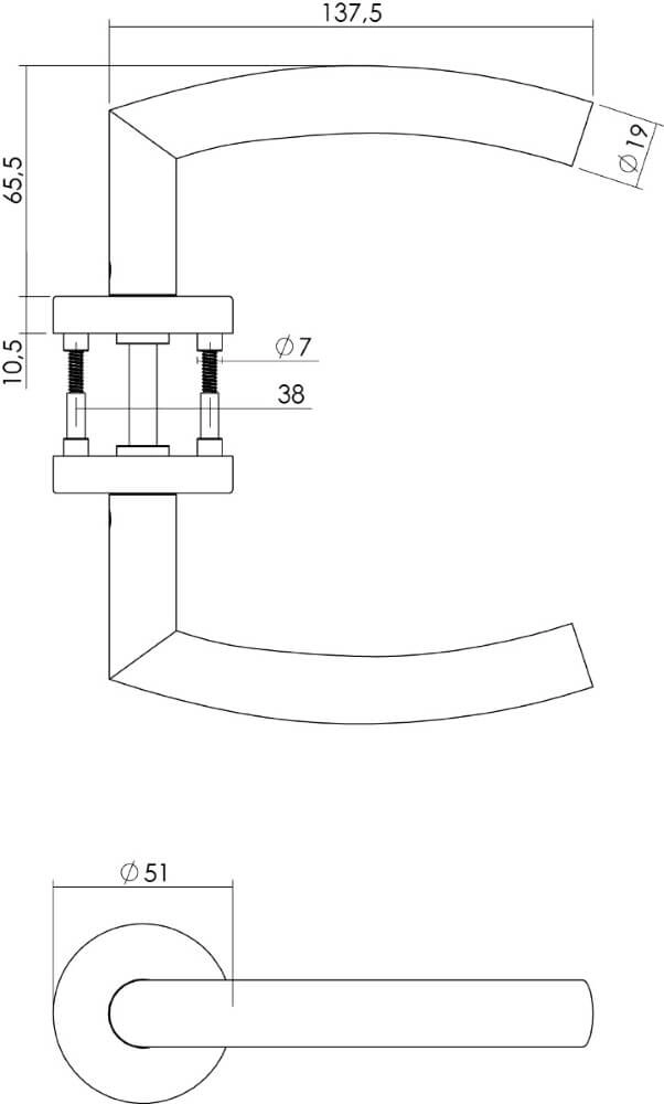 Türklinke Rond auf Rosette Edelstahl Ø 51mm Intersteel 8714186422601