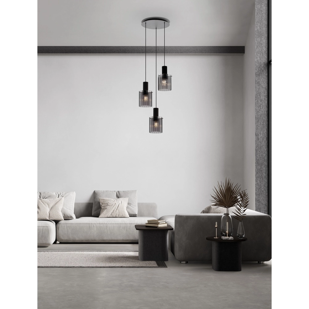 Design-Pendelleuchte Mirbi 3-flammig schwarz rund Lyora 5212017468437