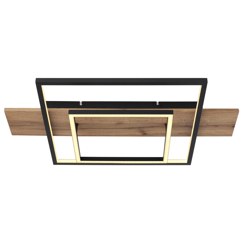 Design-Deckenlampe Vanni Schwarz mit Holz, Look 60 cm Globo 9007371451081