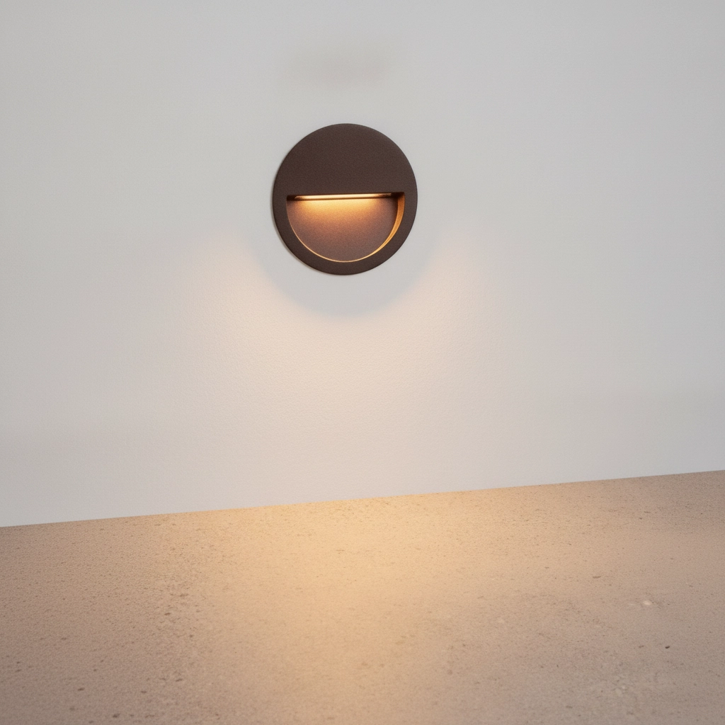 Runde Einbauwandlampe Sete Rostbraun