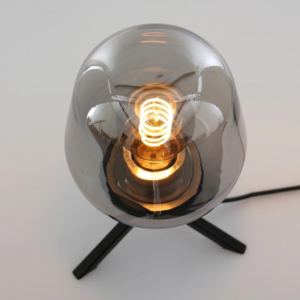 Glastischlampe Reflexion 14 cm schwarz mit Rauchglas Steinhauer 8712746132625