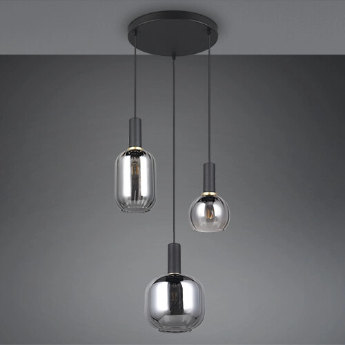 Hängelampe für das Esszimmer Diva 3-flammig – Rauchglas Trio 4017807614565