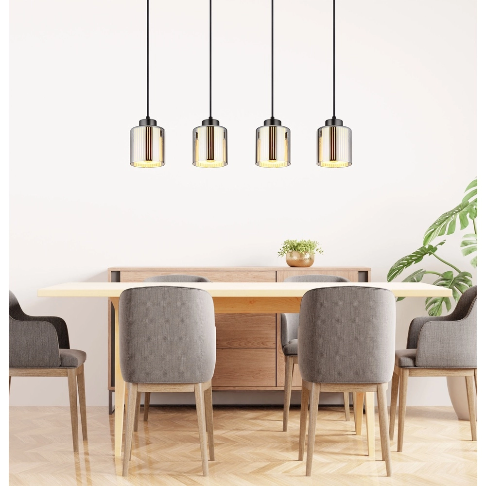 Design-Pendellampe Felicia Gunmetal 4-Lighter Globo 9007371525966