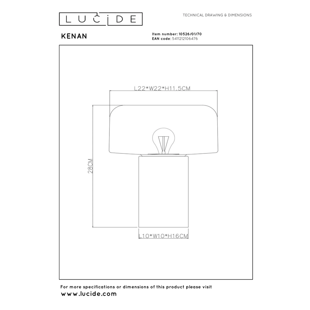 Tischlampe Kenan Holzoptik Lucide 5411212106476