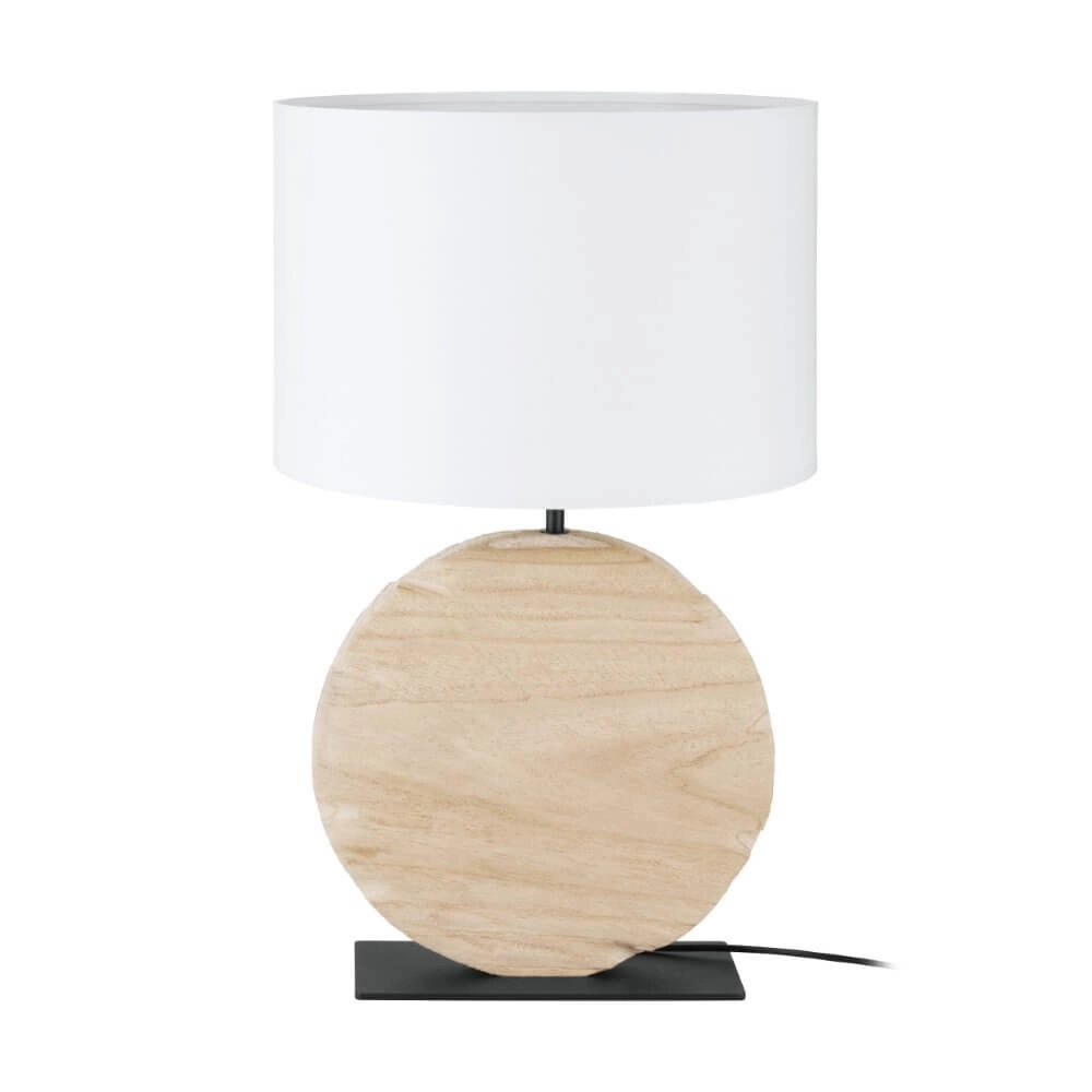 Tischlampe Contessore Rundholz mit Weiß