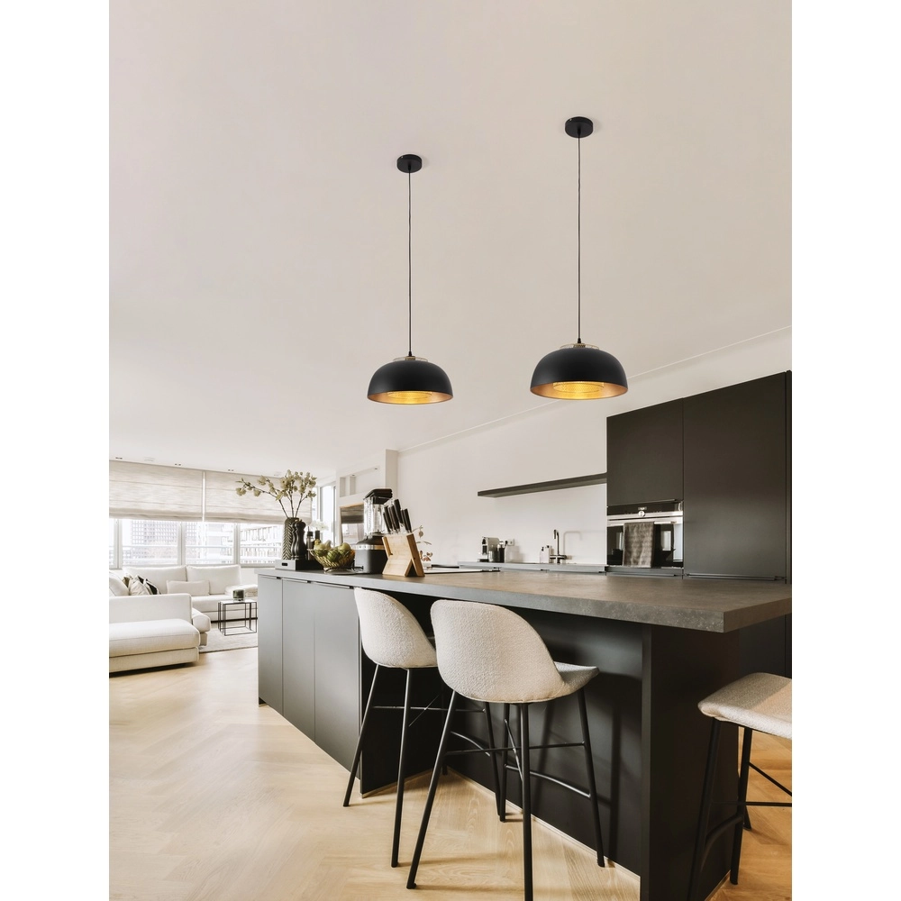 Pendelleuchte Sqube schwarz mit gold Lyora 5212017454799