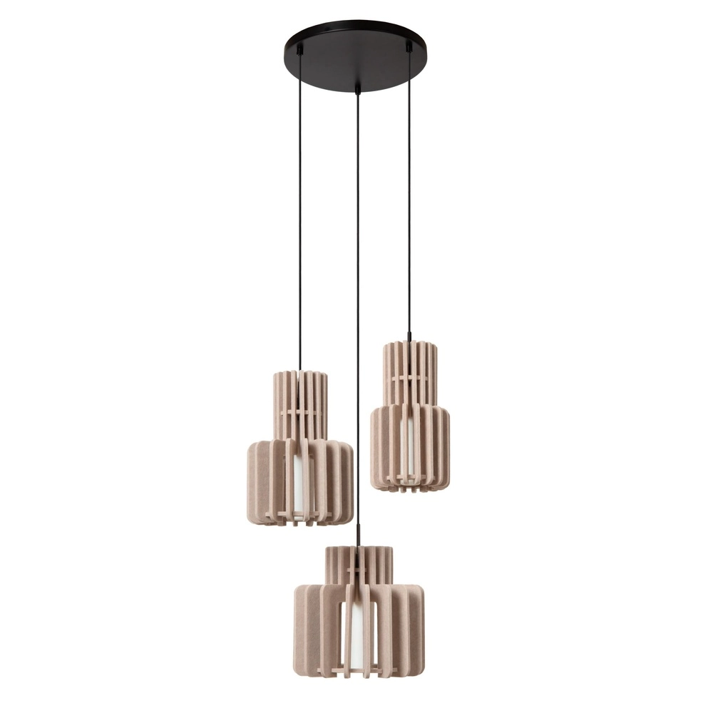 Design-Pendellampe Rollo 3-hell sandbraun