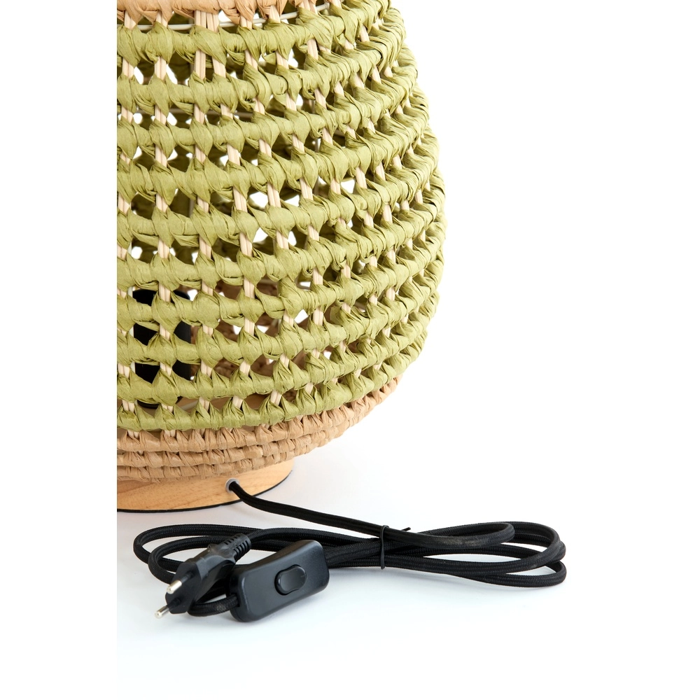 Rattan-Tischlampe Kalipa Ø 32 cm – grünes Rattan Light & Living 8717807760502