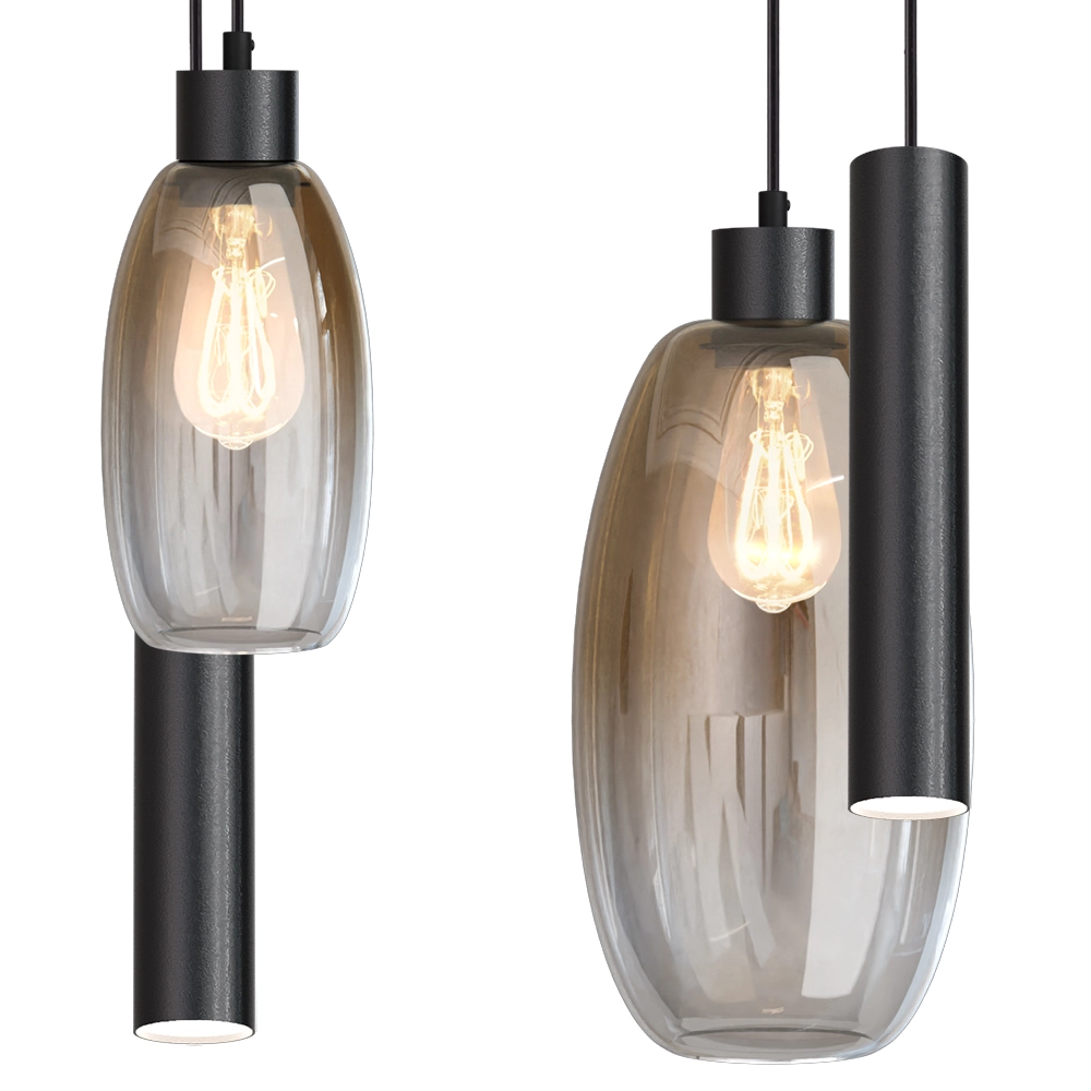 Glas-Pendellampe Olive 4x Glas – 2x Lauf – Schwarz Masterlight 8718121396835