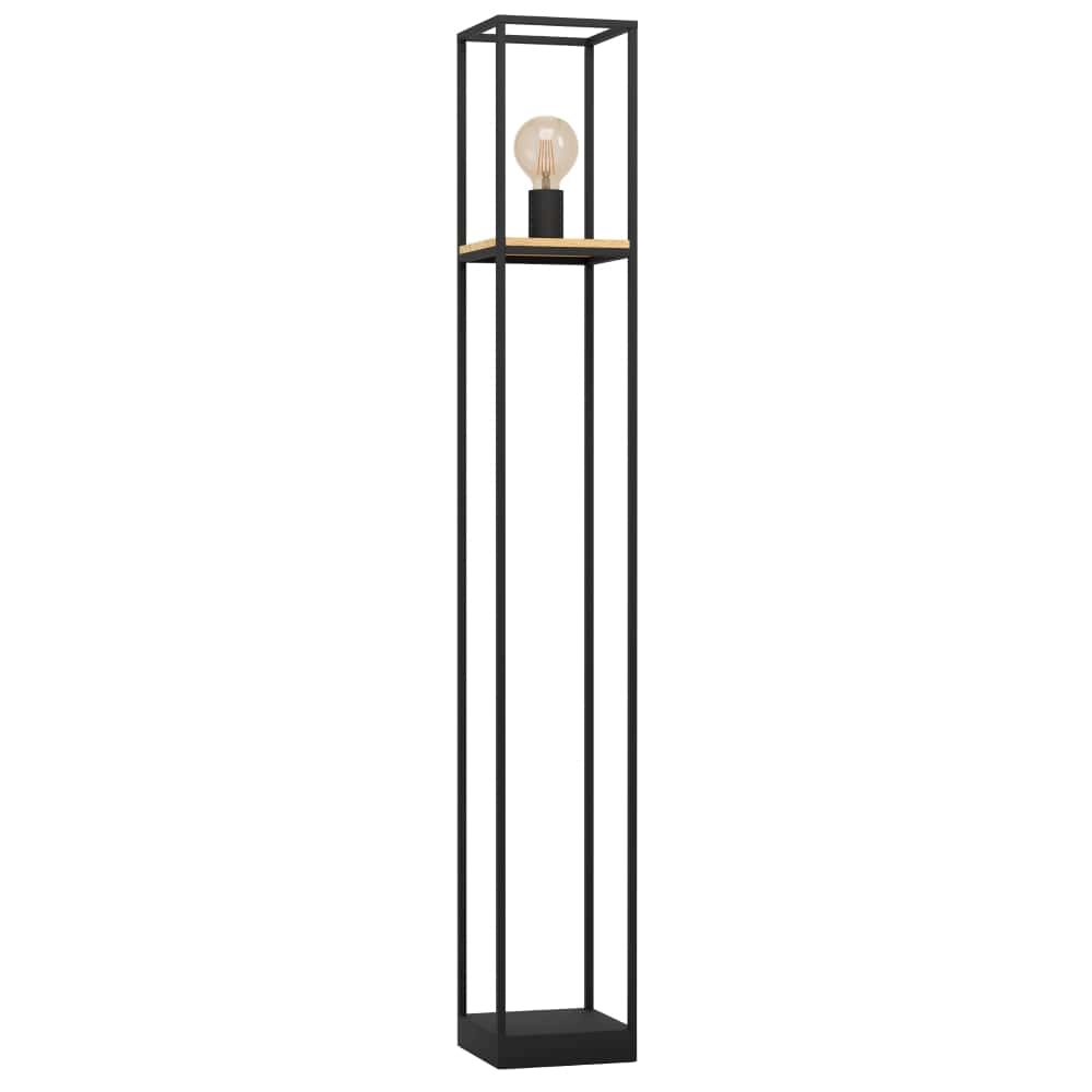 Stehlampe Libertad schwarz mit Holz