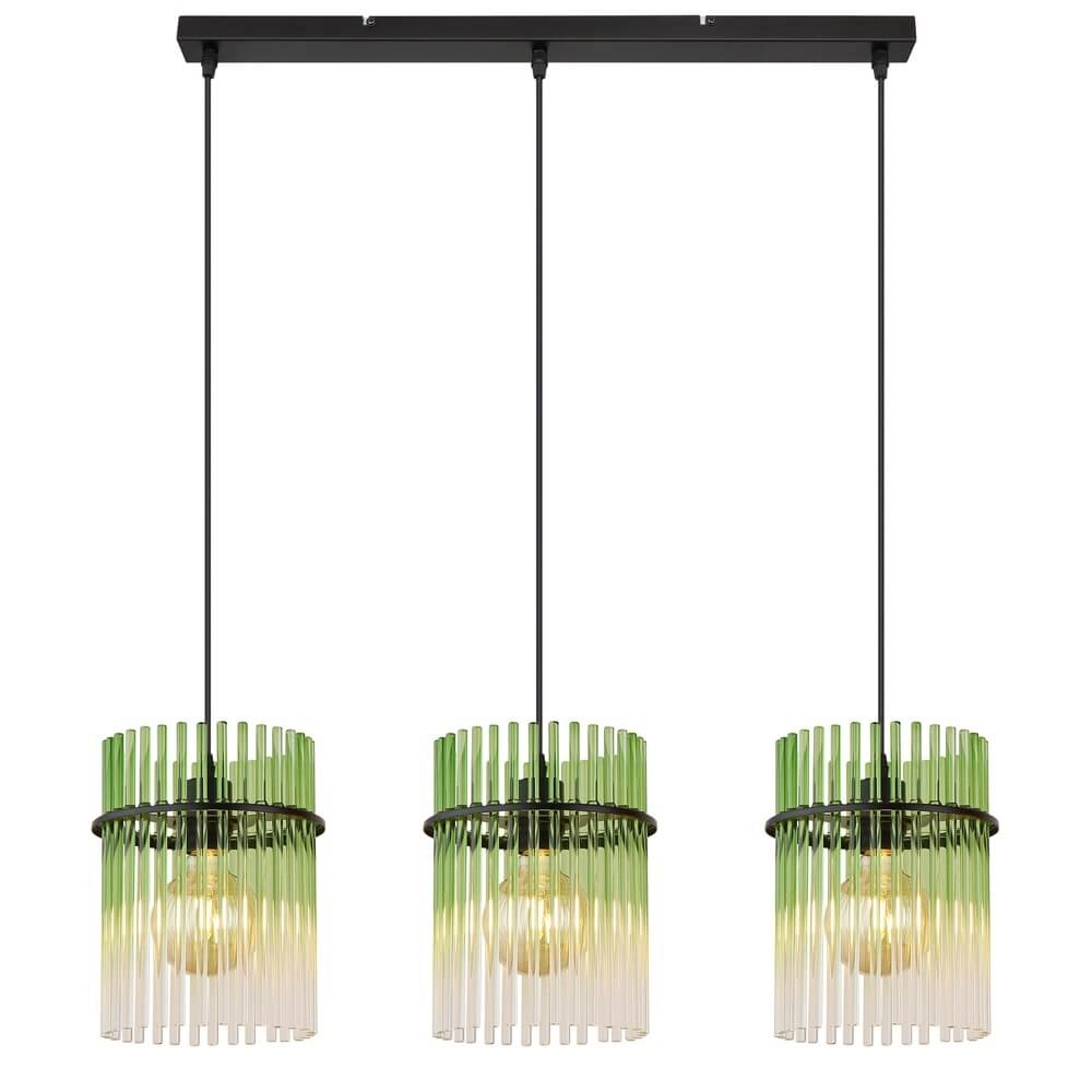 Schwarze Pendelleuchte Gorley mit grünem Glas 3-flammig Globo 9007371474974