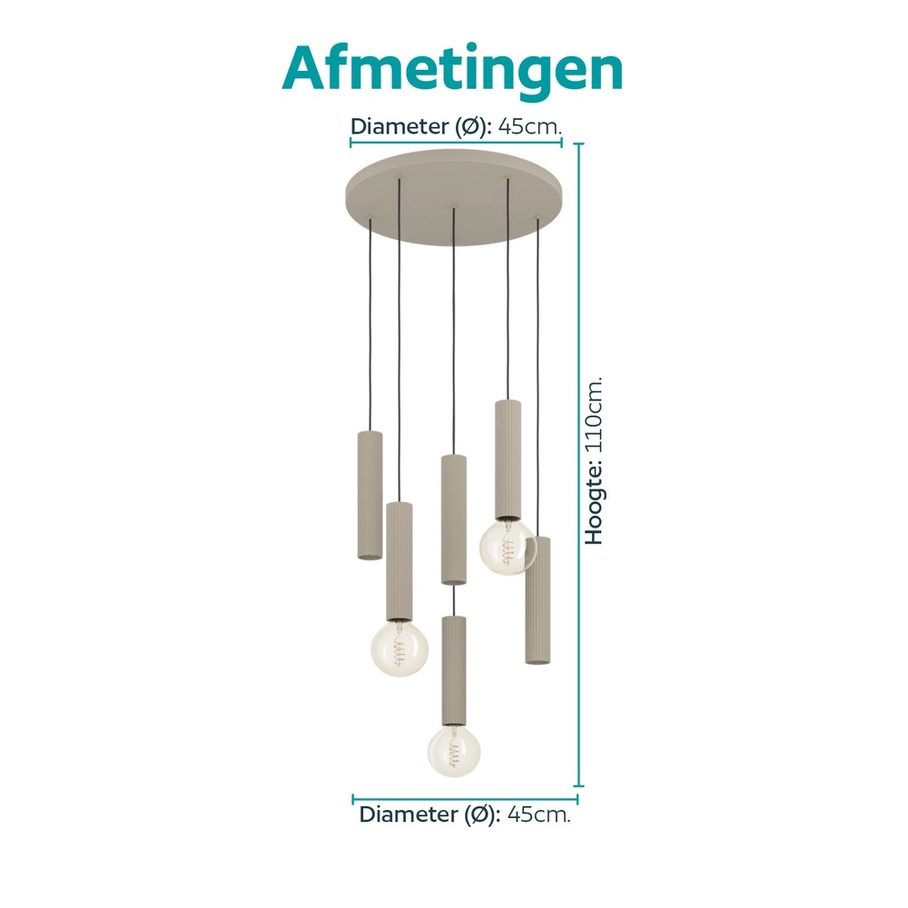 Design-Pendellampe Fariolo sandbraun 6-hell Ø 48 cm Eglo 9008606391653