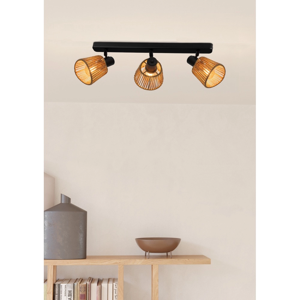 Deckenlampe Keelby Rattan 3-flammig Eglo 9008606359646