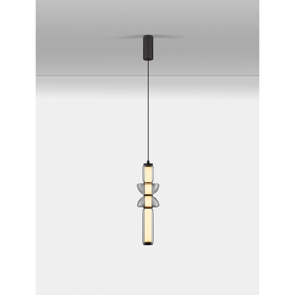 1-flammige Pendelleuchte Ulon Rauchglas