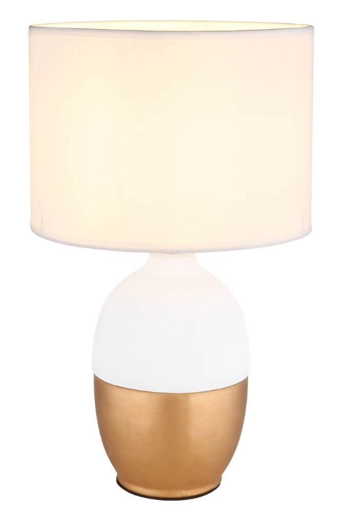 Goldene Tischlampe Valentino mit Weiss