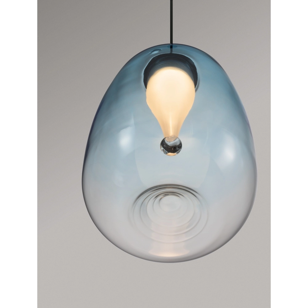 Design-Pendelleuchte Oblo 1-hellblaues Glas