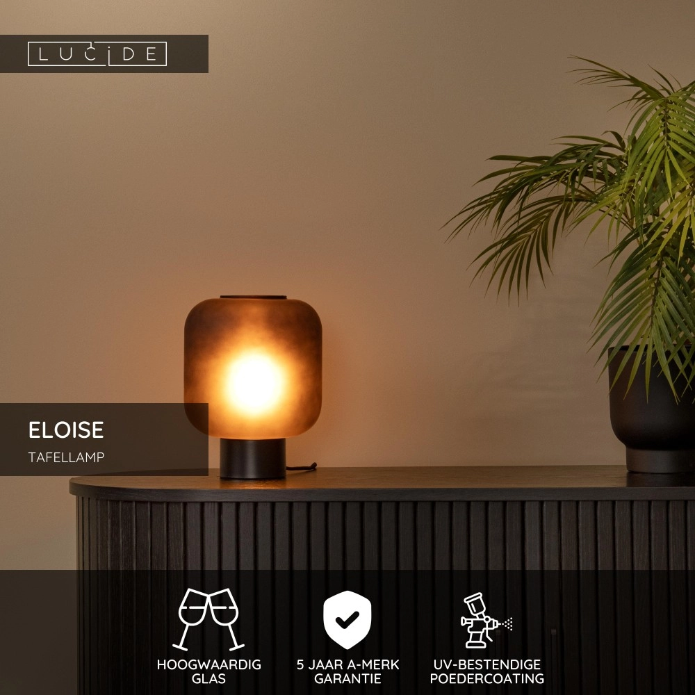 Schwarze Tischlampe Eloise Ø 21cm Lucide 5411212452498