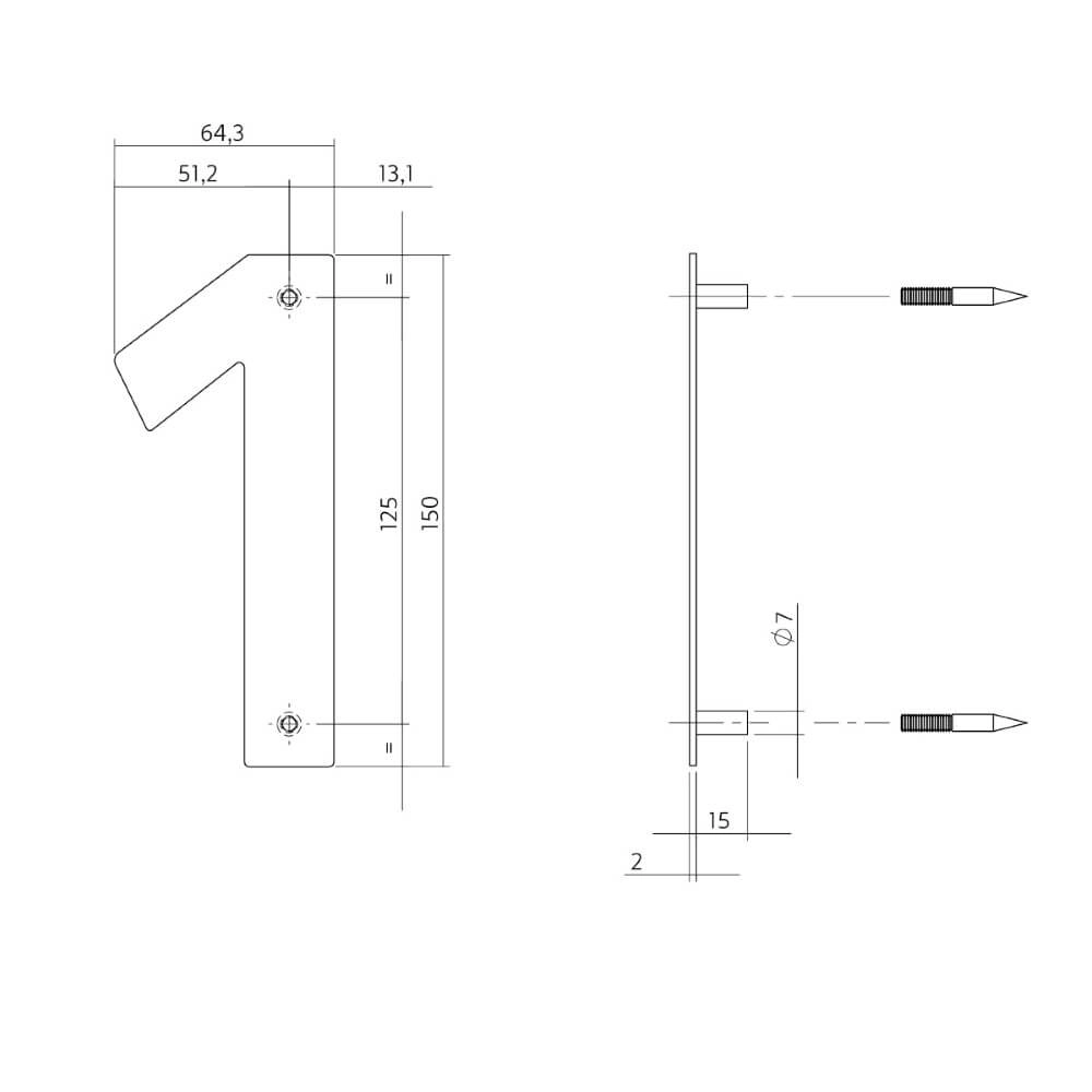 Hausnummer 1 Numbra 150x2mm Edelstahl Intersteel 8714186126707
