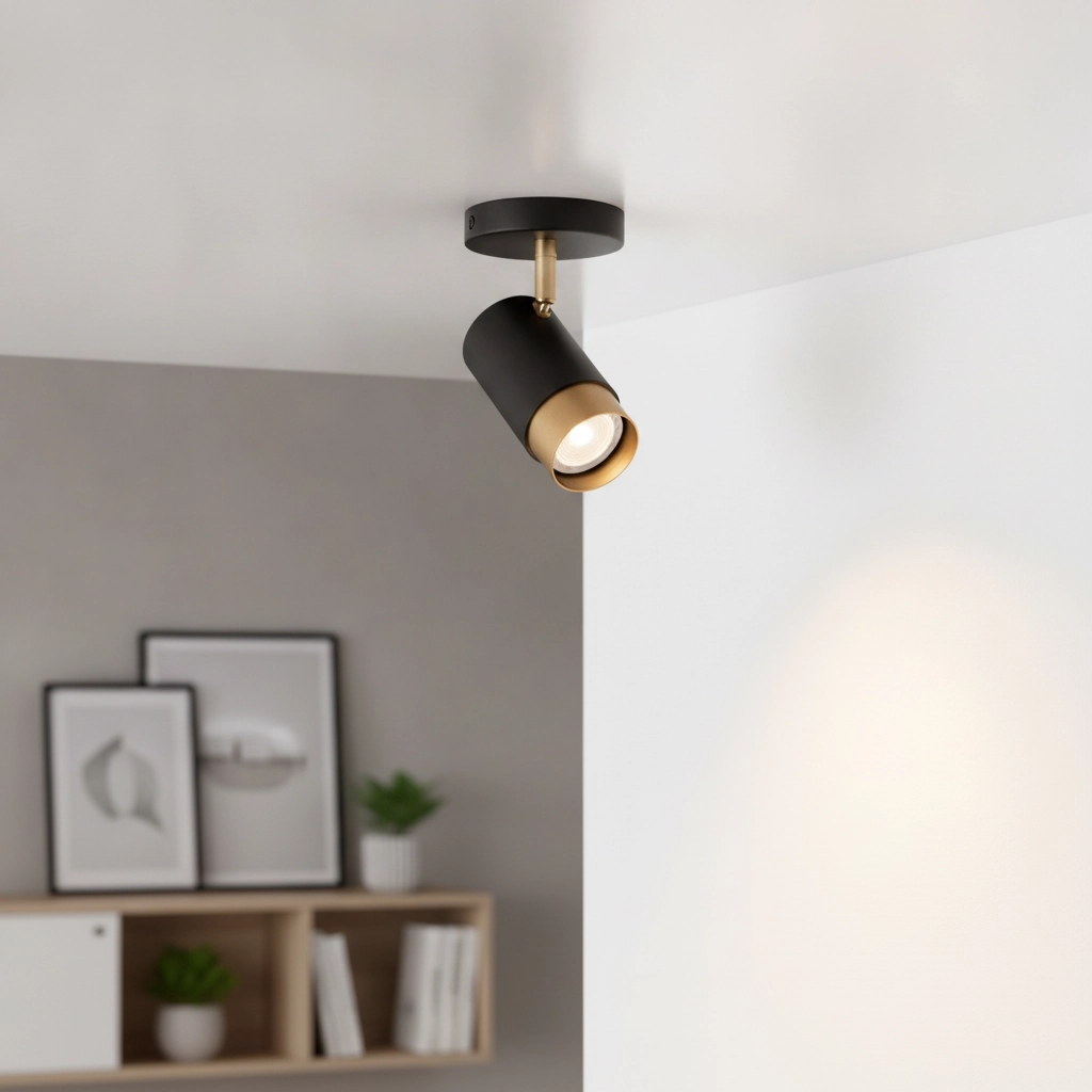 Deckenstrahler Pogno Single schwarz mit gold