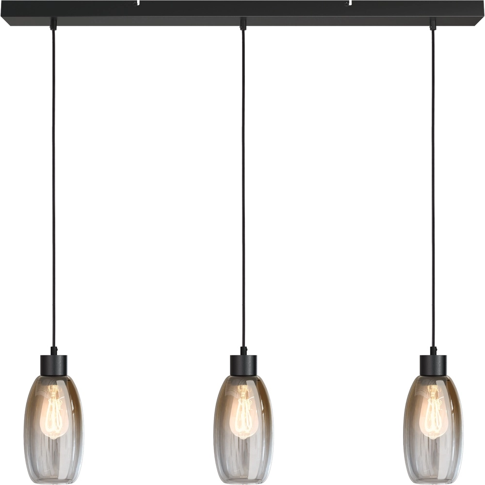 Glas-Pendellampe Olive 3x Ø 12,5 cm – schwarz