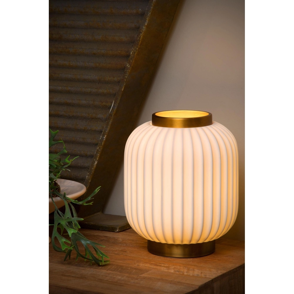 Design-Tischlampe Gosse Gold mit Weiß Lucide 5411212134158